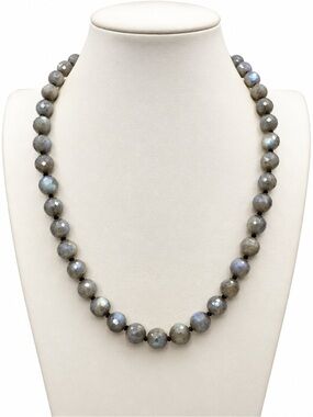 Labradorite 10 mm Faceted handknotted 20 inch necklace Aprilsplace